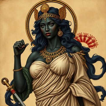 Veritas, Roman goddess of truth, holding a sword